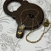Sophie/18" Brass Heart/Crown Pendant Gold Necklace
