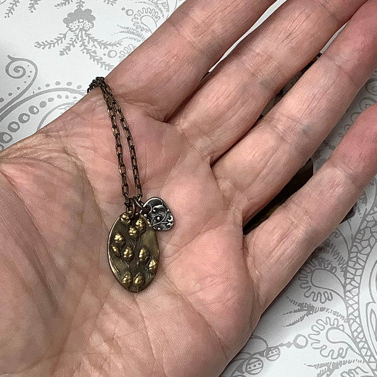 Willow/18" Handmade Solid Bronze Pendant Brass Necklace
