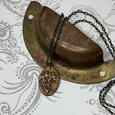 June/18" Handmade Solid Bronze Pendant Brass Necklace
