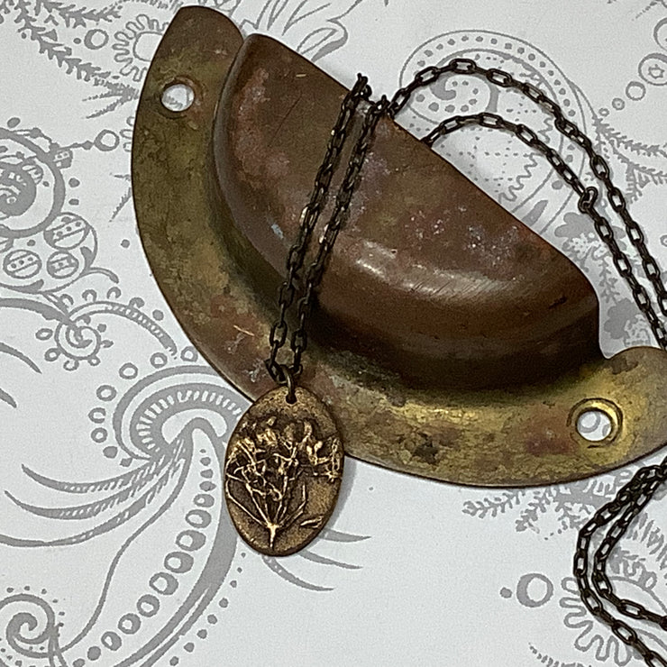 June/18" Handmade Solid Bronze Pendant Brass Necklace