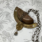Dina/24" Handmade Solid Bronze Pendant Brass Necklace