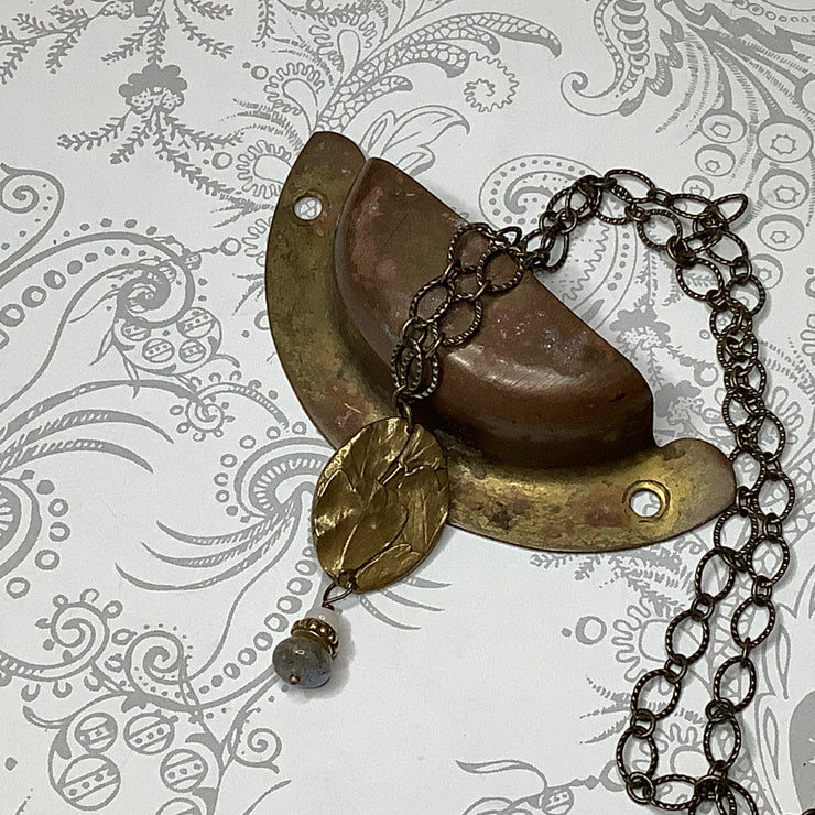 Dina/24" Handmade Solid Bronze Pendant Brass Necklace