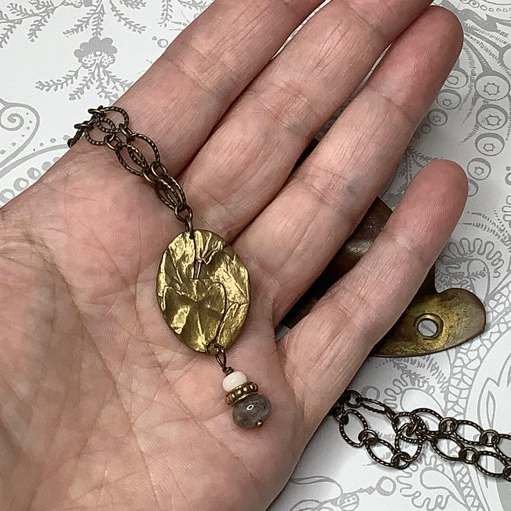 Dina/24" Handmade Solid Bronze Pendant Brass Necklace