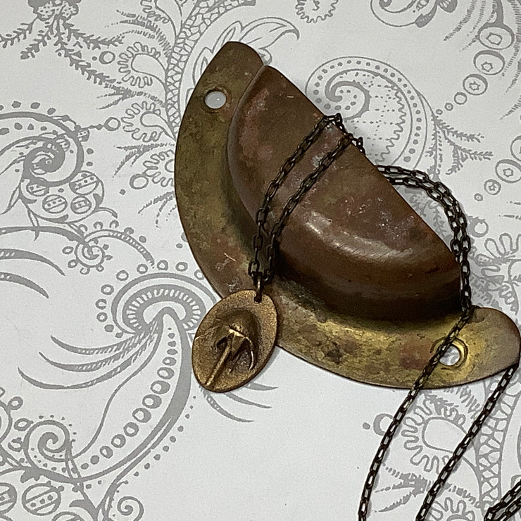 Frannie/18" Handmade Solid Bronze Pendant Brass Necklace