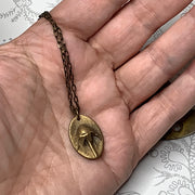 Frannie/18" Handmade Solid Bronze Pendant Brass Necklace