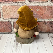 Russet/Autumn Velvet Gnome with Sunflower on Natural Wood Base