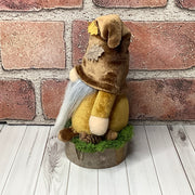 Alden/Autumn Velvet Gnome on Natural Wood Base