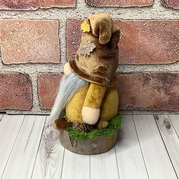 Alden/Autumn Velvet Gnome on Natural Wood Base