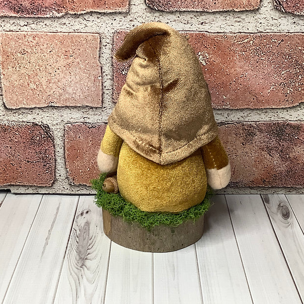 Alden/Autumn Velvet Gnome on Natural Wood Base