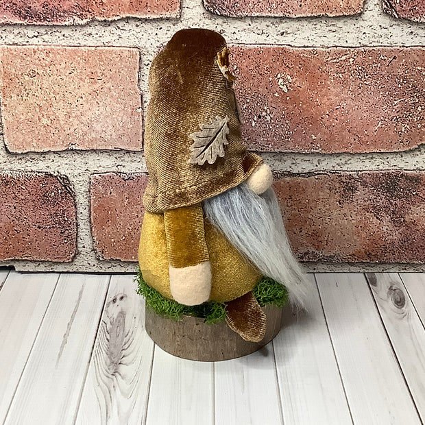 Alden/Autumn Velvet Gnome on Natural Wood Base