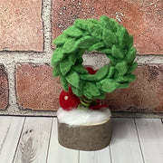 Wreath & flora on Natural Wood Base/Christmas