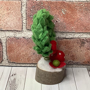 Wreath & flora on Natural Wood Base/Christmas