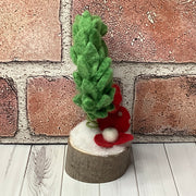 Wreath & flora on Natural Wood Base/Christmas