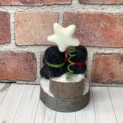 Penguin Trio, Star & Flora on Natural Wood Base/Christmas