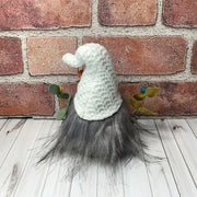 Bixby/White Knit Hat Gnome & Flora on Natural Wood Base