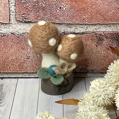 Morgan/Burlap Mushrooms & Flora on Natural Wood Base