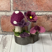 Pitkin/Aubergine Mushroom & Flora on Natural Wood Base