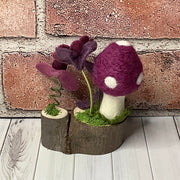 Pitkin/Aubergine Mushroom & Flora on Natural Wood Base