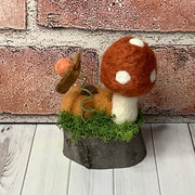 Russet Mushroom, Ochre Pumpkin & Flora on Natural Wood Base