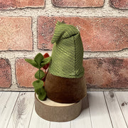 /Gnome with Maple Leaf Hat & Flora on Natural Wood Base