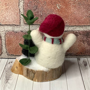 Snowman, Penguin & flora on Natural Wood Base/Christmas