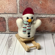 Snowmanon Natural Wood Sled/Christmas