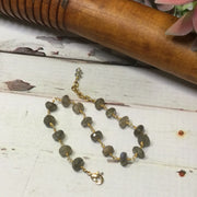 Tarver/Adjustable 7.5-8”, Labradorite & Gold Plated Bracelet