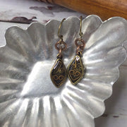 Flo/Bezel Charm Brass Earrings