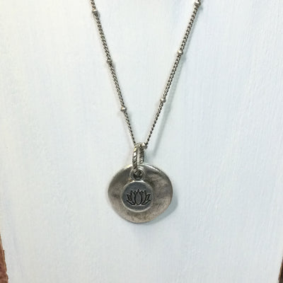 Miah/18” Lotus Flower Silver Necklace