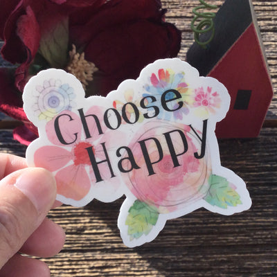 Choose Happy-Floral/Vinyl Sticker
