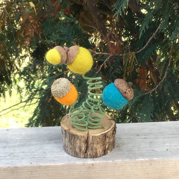 Wooly Acorns/In Natural Skinny Tree Stump by lydeen