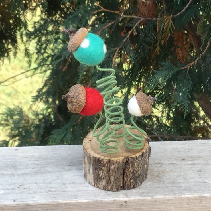 Wooly Acorns/In Natural Skinny Tree Stump by lydeen