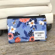 Blue Floral/Mini Cotton ZIp Bag by September Skye