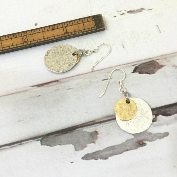 Camryn/Mixed Metal Discs Silver Earrings