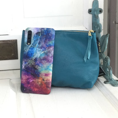 Martin/Teal-Leather ZIp Bag by ZIna Kao
