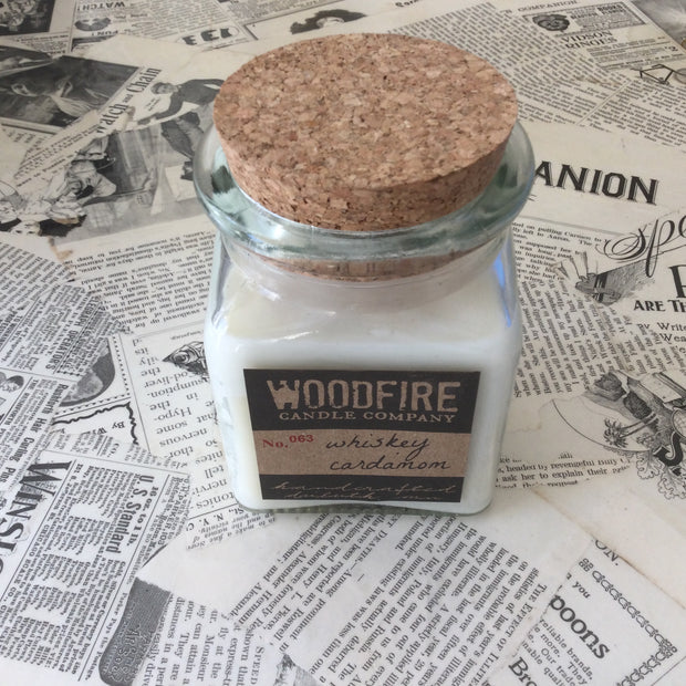 Whiskey Cardamom/Wood Wick Soy Candle by Woodfire Candle Company