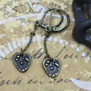 Hurly/Tiny Embossed Charm Brass Earrings