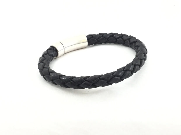 Brody/8" Round Braided Leather Magnetic Clasp Bracelet