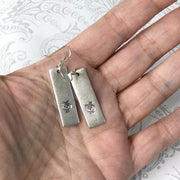 Otto/Hand Stamped Owl Bar Silver Earrings