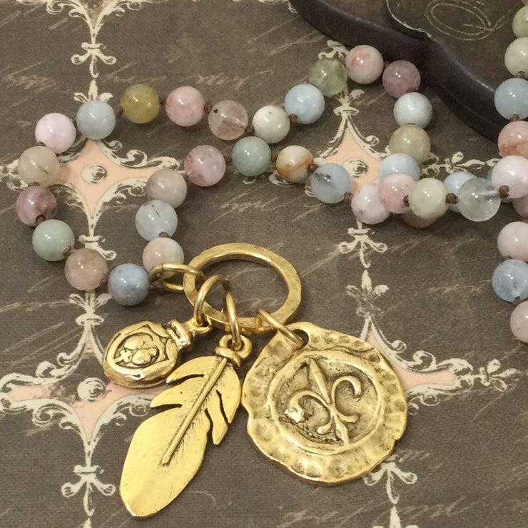 Madison/24" Beryl Morganite & Gold Necklace