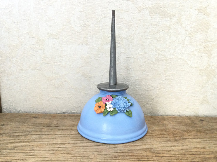 Periwinkle Ring Holder/Large Upcycled Vintage Oil Can by lydeen