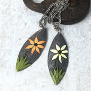 Joie/18” Handpainted Flower Silver Necklace