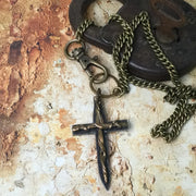 Blair/18” Handpainted Cross Brass Necklace