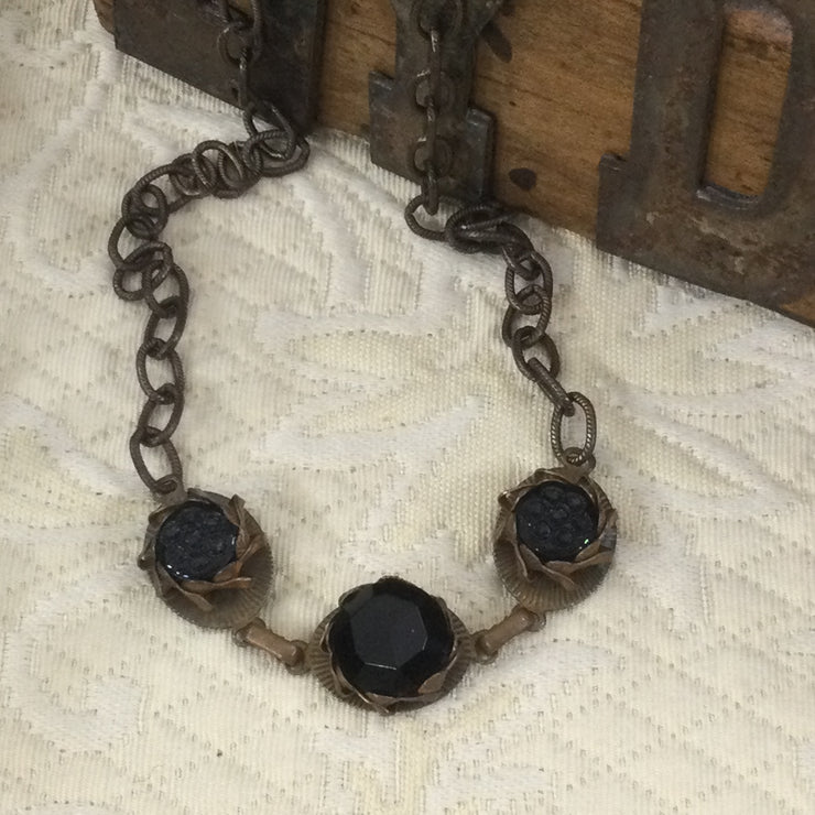 Hunter/18” Vintage Button Brass Necklace