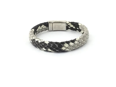 Ponte/Python Leather Domed Leather Magnetic Clasp Bracelet