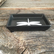 Dragonfly on Black/Small Trinket Dish by lydeen