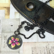 Ally/22” Handpainted Flower Dark Bronze Necklace