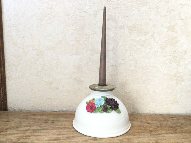 White Pearl Ring Holder/Large Upcycled Vintage Oil Can by lydeen
