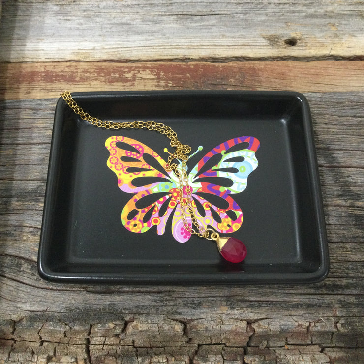 Butterfly on Black/Small Trinket Dish by lydeen