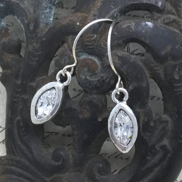 Keena/Preciosa Crystal Navettes Silver Earrings